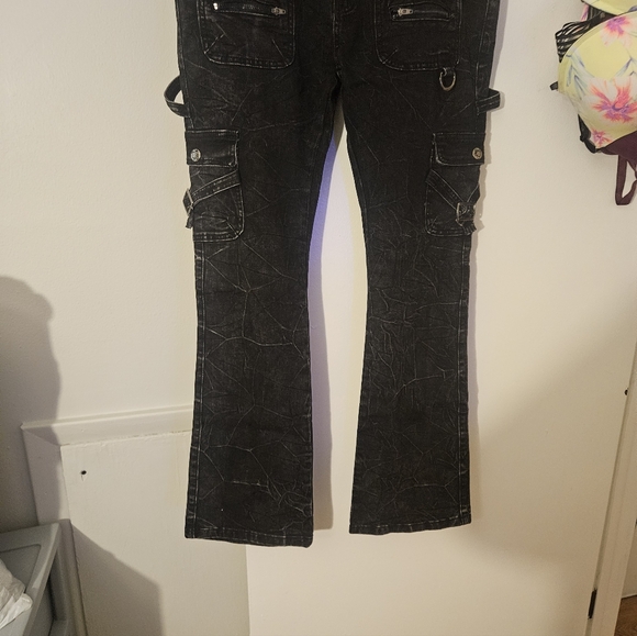 iRE Fashion Black Flare Cargo Jeans - Picture 2 of 4